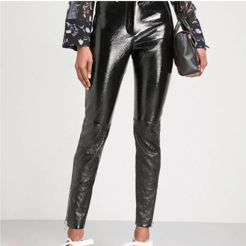 Philip Lim leather moto pants with silver zipper